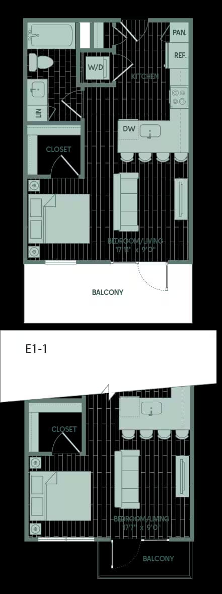 Studio • 1 Bath 113 floor plan