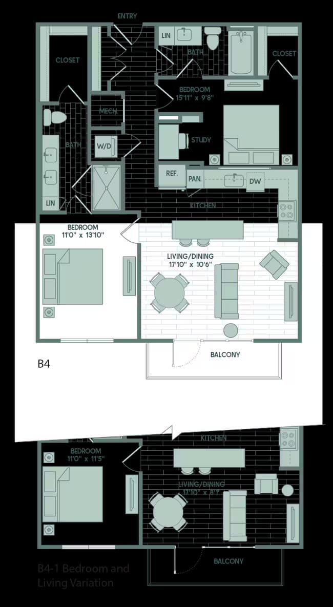2 Beds • 2 Bath 251 floor plan