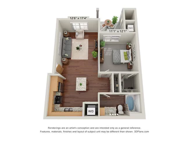 One Bedroom - B 3303 floor plan