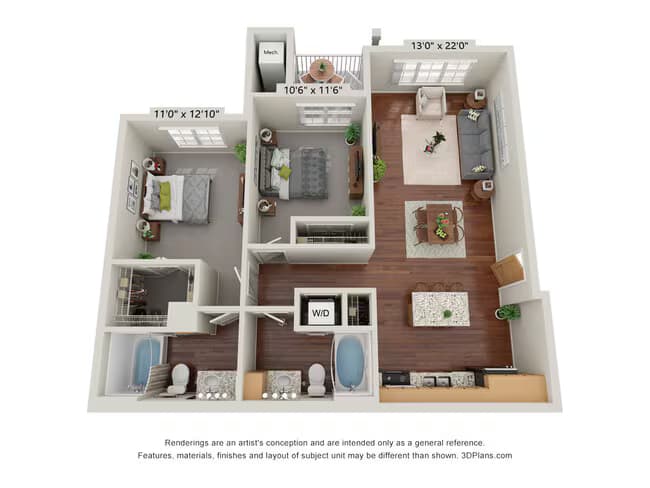 Two Bedroom - C 3105 floor plan