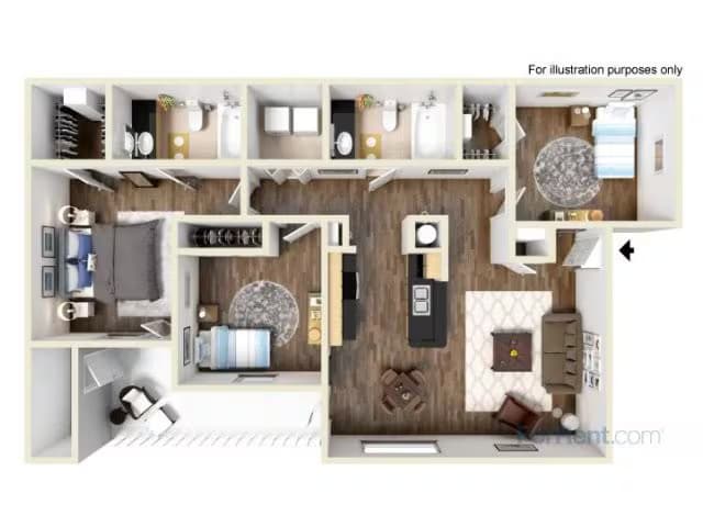 3 Beds • 2 Bath 2005 floor plan