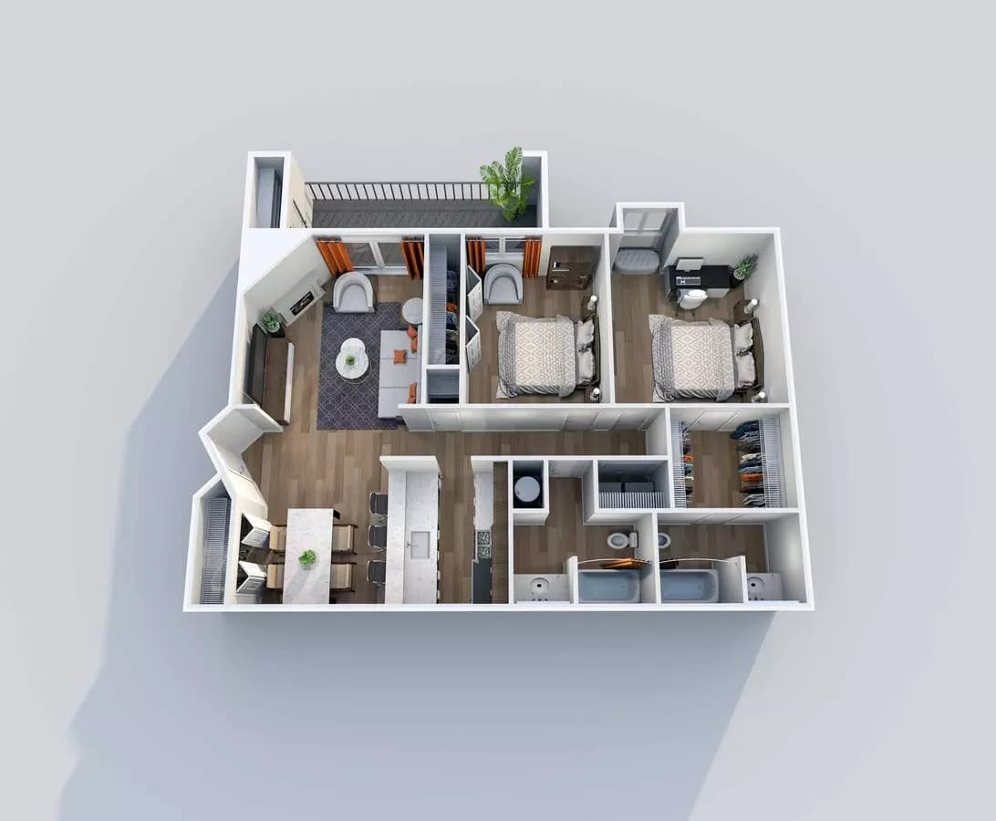 2 Beds • 2 Bath 3125 floor plan