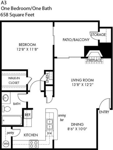 1 Bed • 1 Bath 931 floor plan