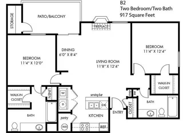 2 Beds • 2 Bath 423 floor plan