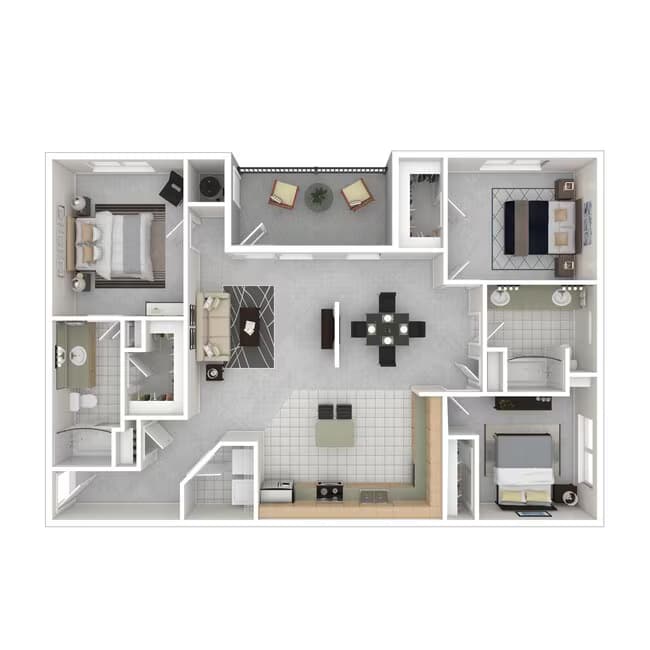 3 Beds • 2 Bath B1028 floor plan