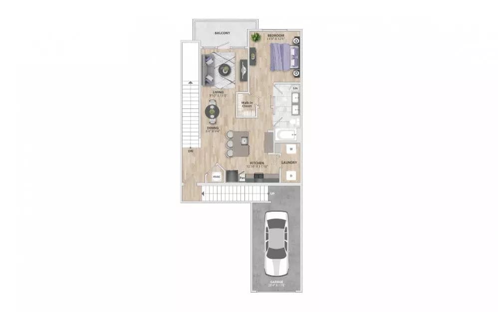 1 Bed • 1 Bath 704 floor plan