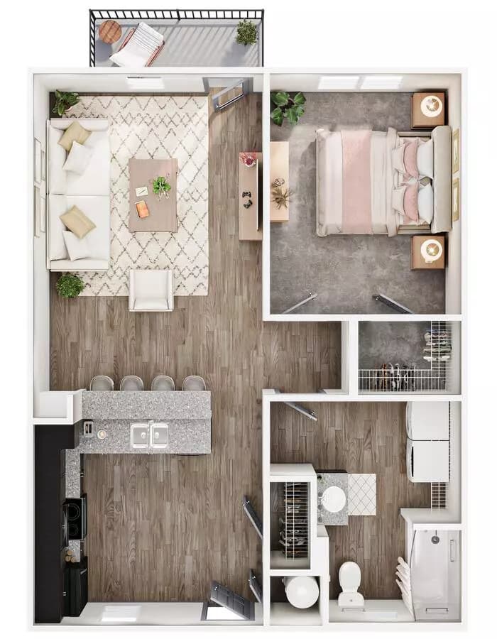 A1 - One Bedroom One Bath 0312 floor plan