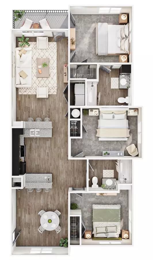 C1 - Three Bedroom Two Bath 0927 floor plan