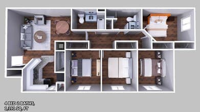 4 Beds • 2 Bath 209 floor plan
