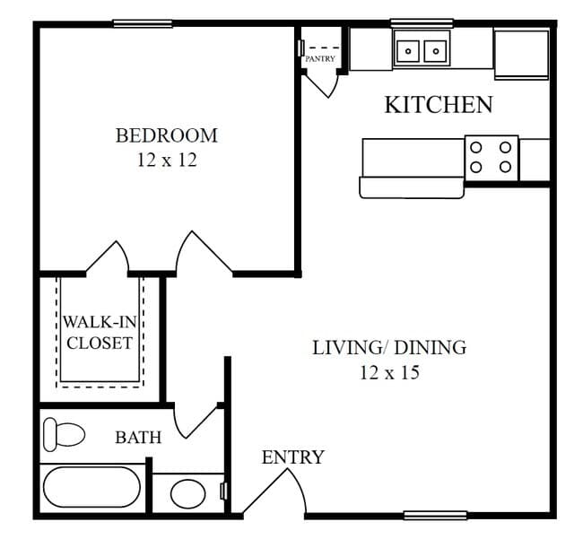 1BR/1BA 321 floor plan