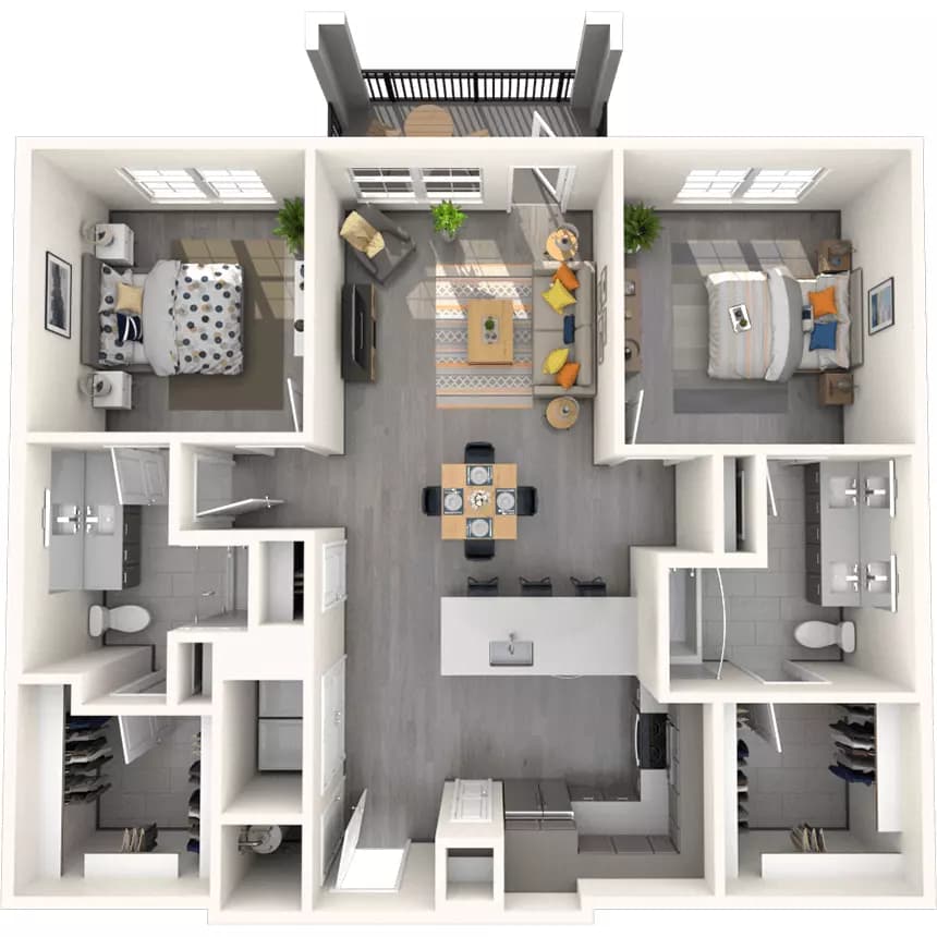 B2 2x2 1161-1174 SF 12204 floor plan