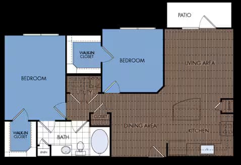 2 Beds • 2 Bath 1015 floor plan