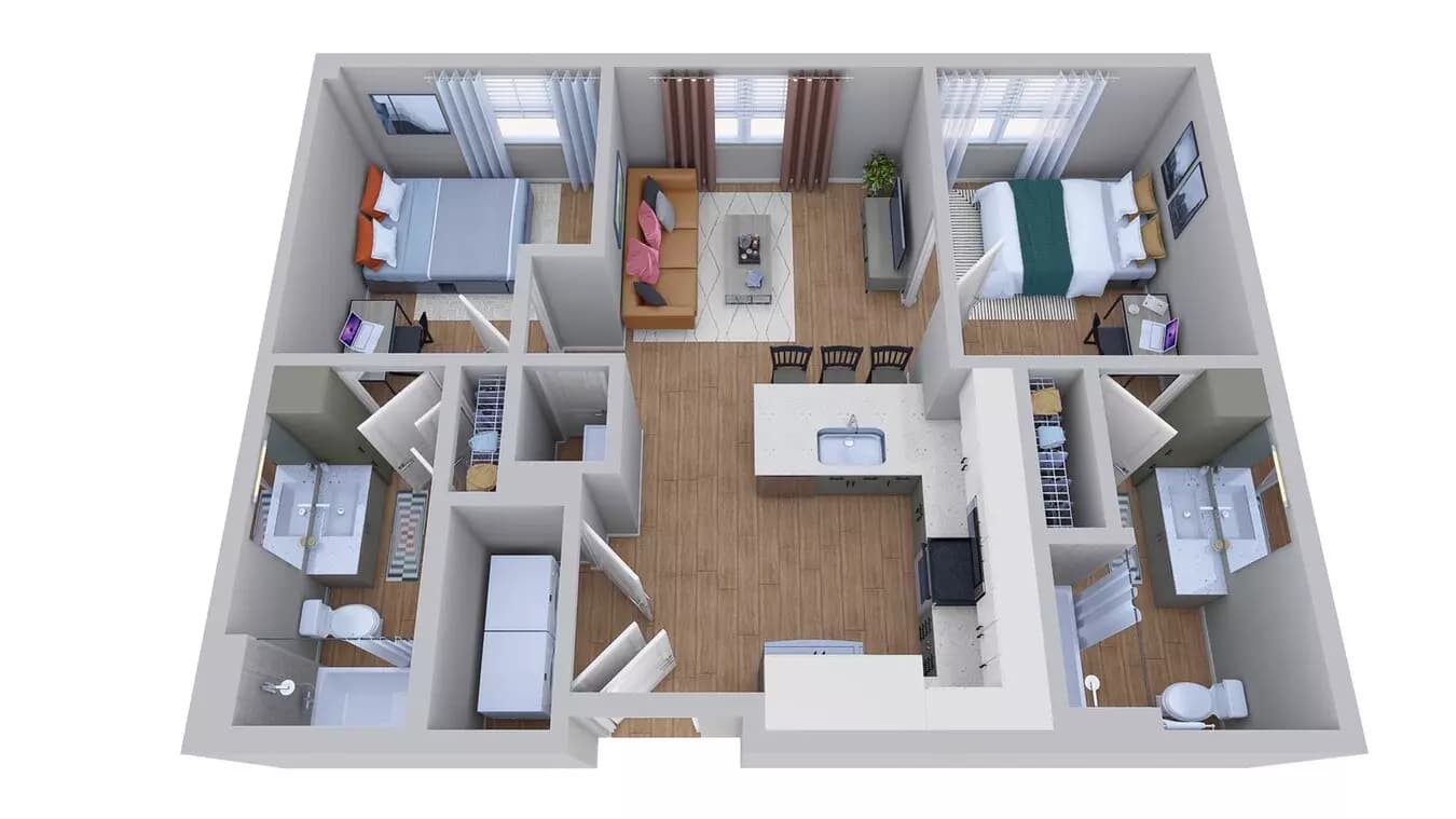 2x2 Upgrade Private floor plan