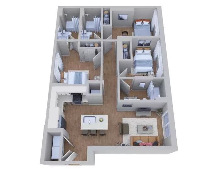 3x3 Upgrade Private floor plan