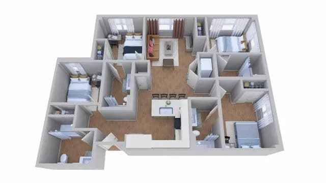 4x4 B Private floor plan