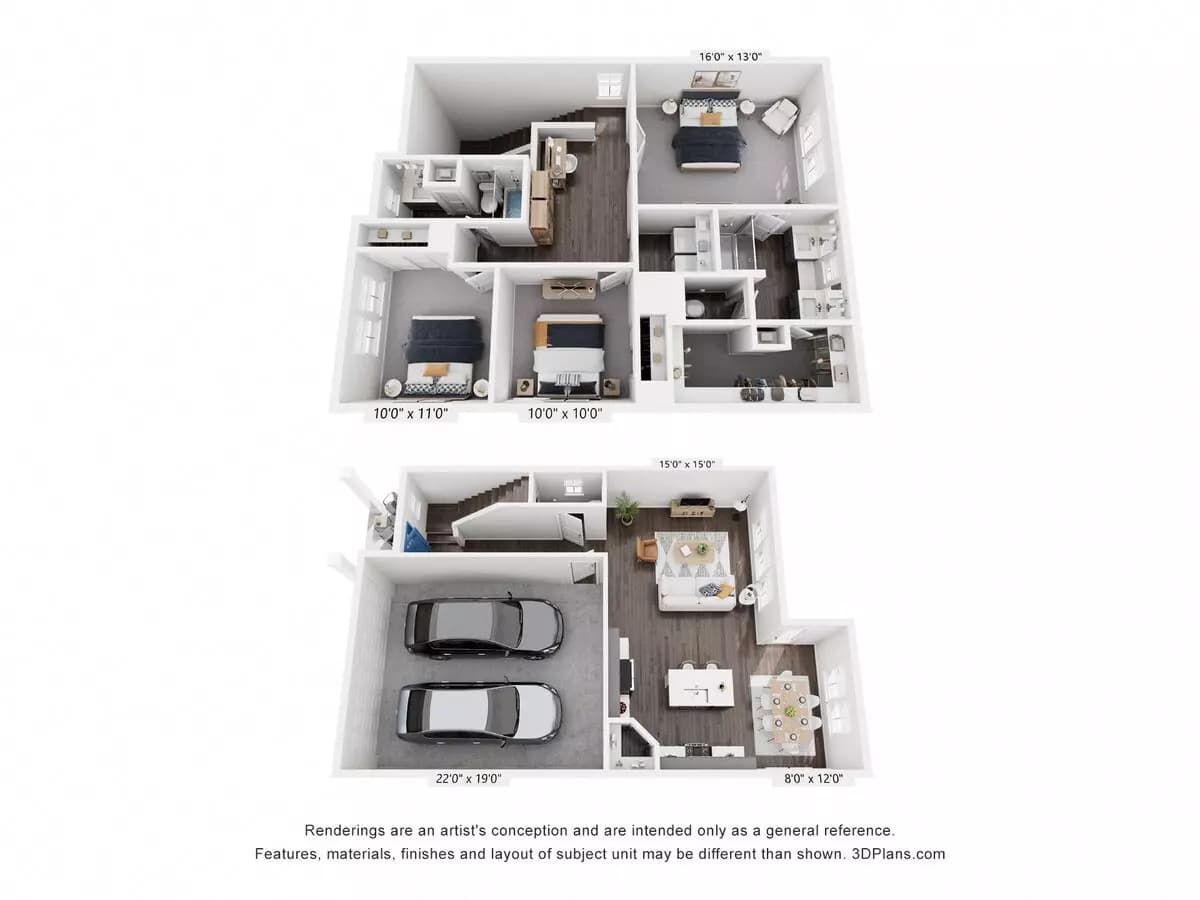 3 Beds • 2 Bath 2316DD floor plan