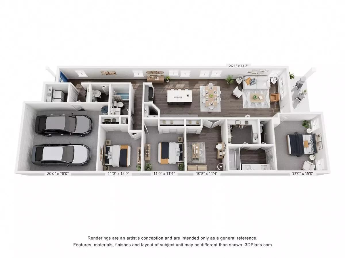 4 Beds • 2 Bath 2313DR floor plan