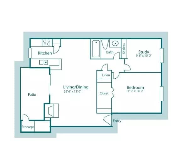 1 Bed • 1 Bath 182 floor plan