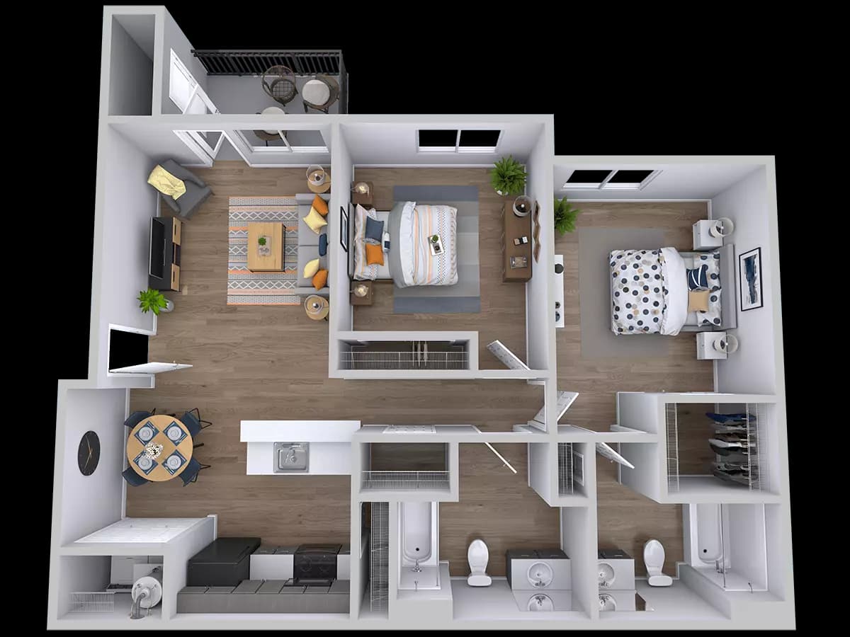 2 Beds • 2 Bath 0415 floor plan