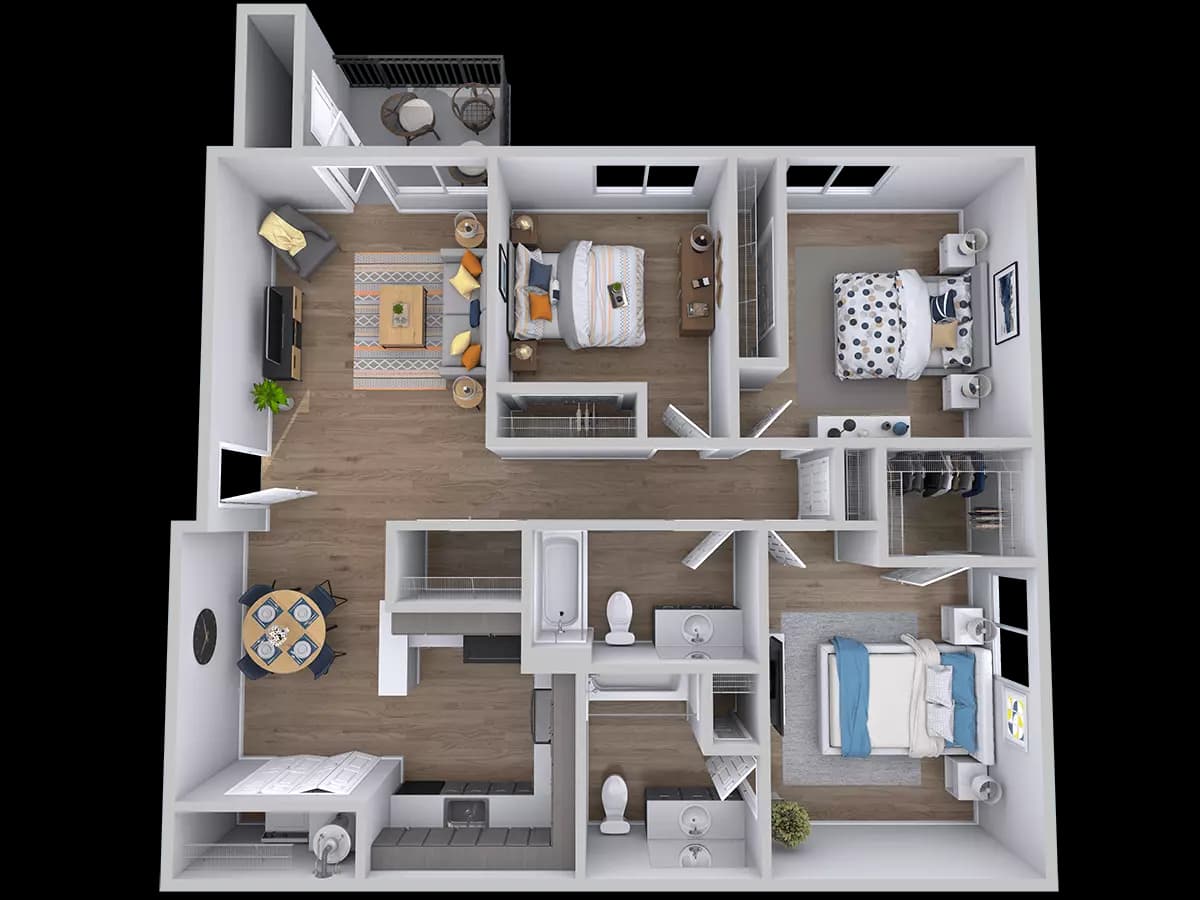 3 Beds • 2 Bath 1518 floor plan