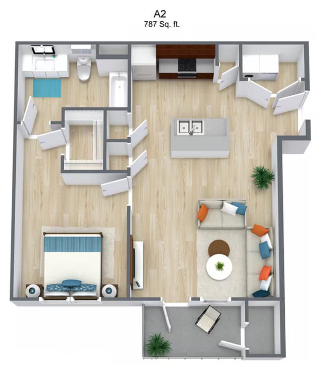 1 Bed • 1 Bath 534 floor plan