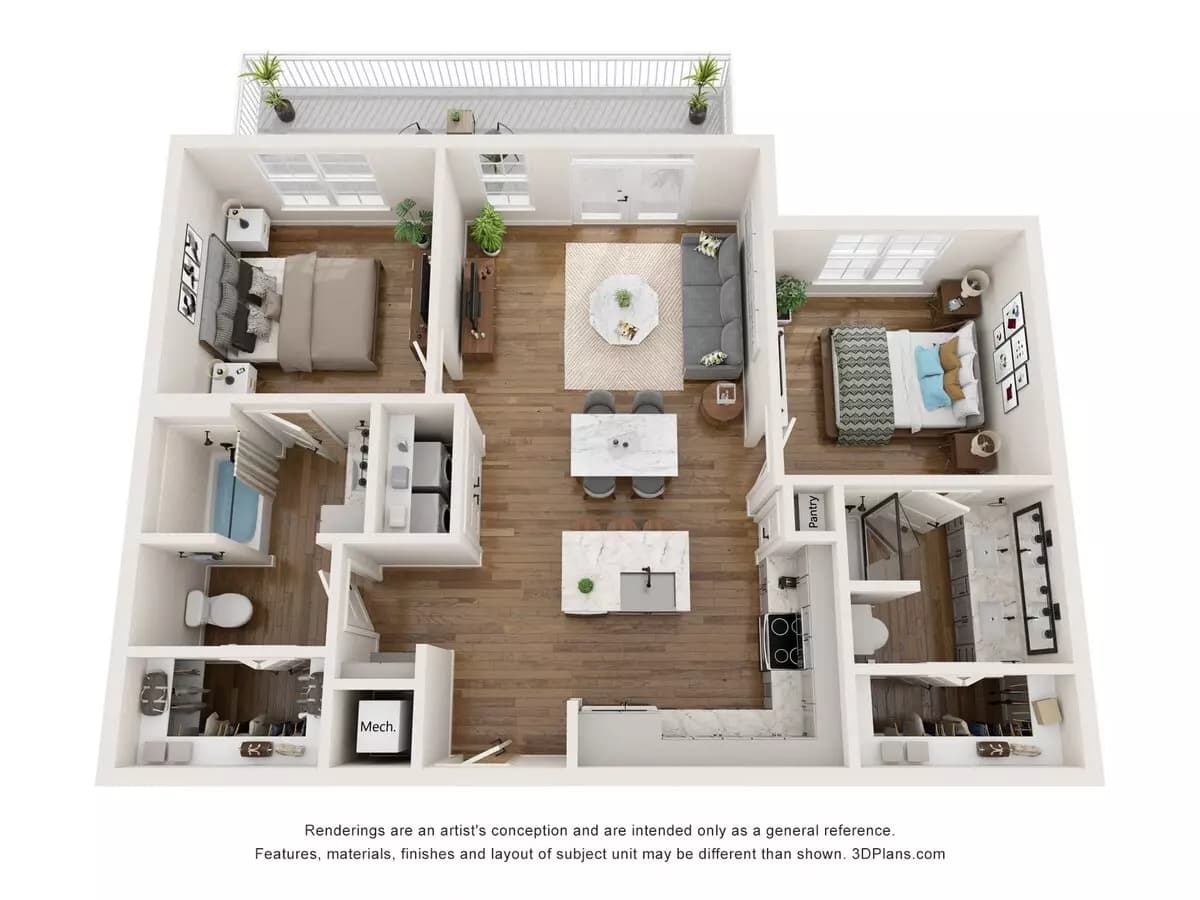 2 Beds • 2 Bath 3207 floor plan