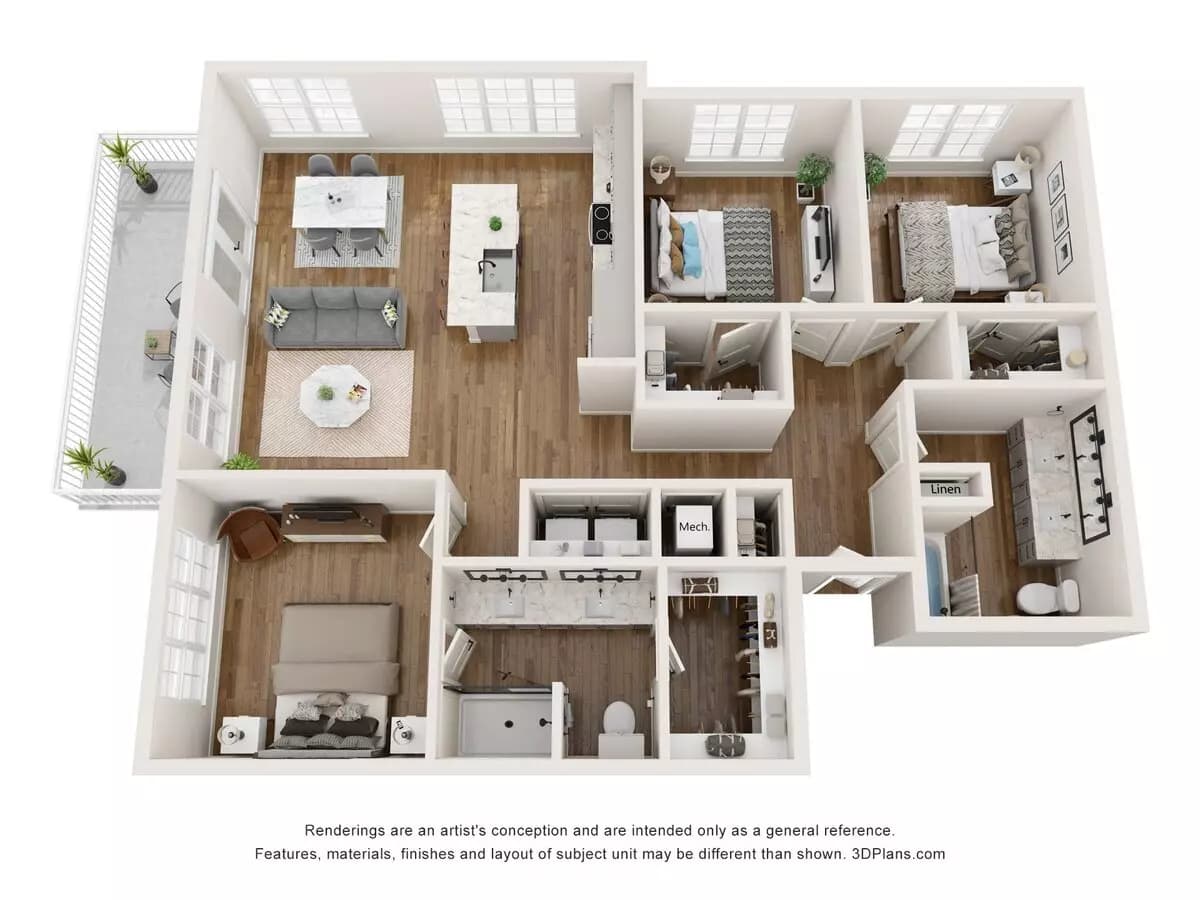 3 Beds • 2 Bath 2207 floor plan