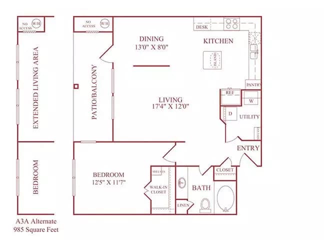 1 Bed • 1 Bath 26203 floor plan
