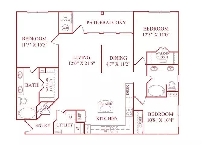 3 Beds • 2 Bath 7202 floor plan