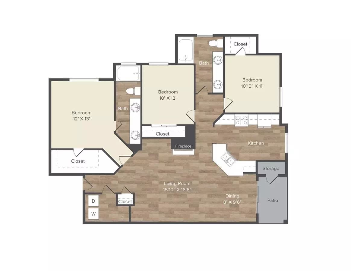 3 Beds • 2 Baths 1338 floor plan