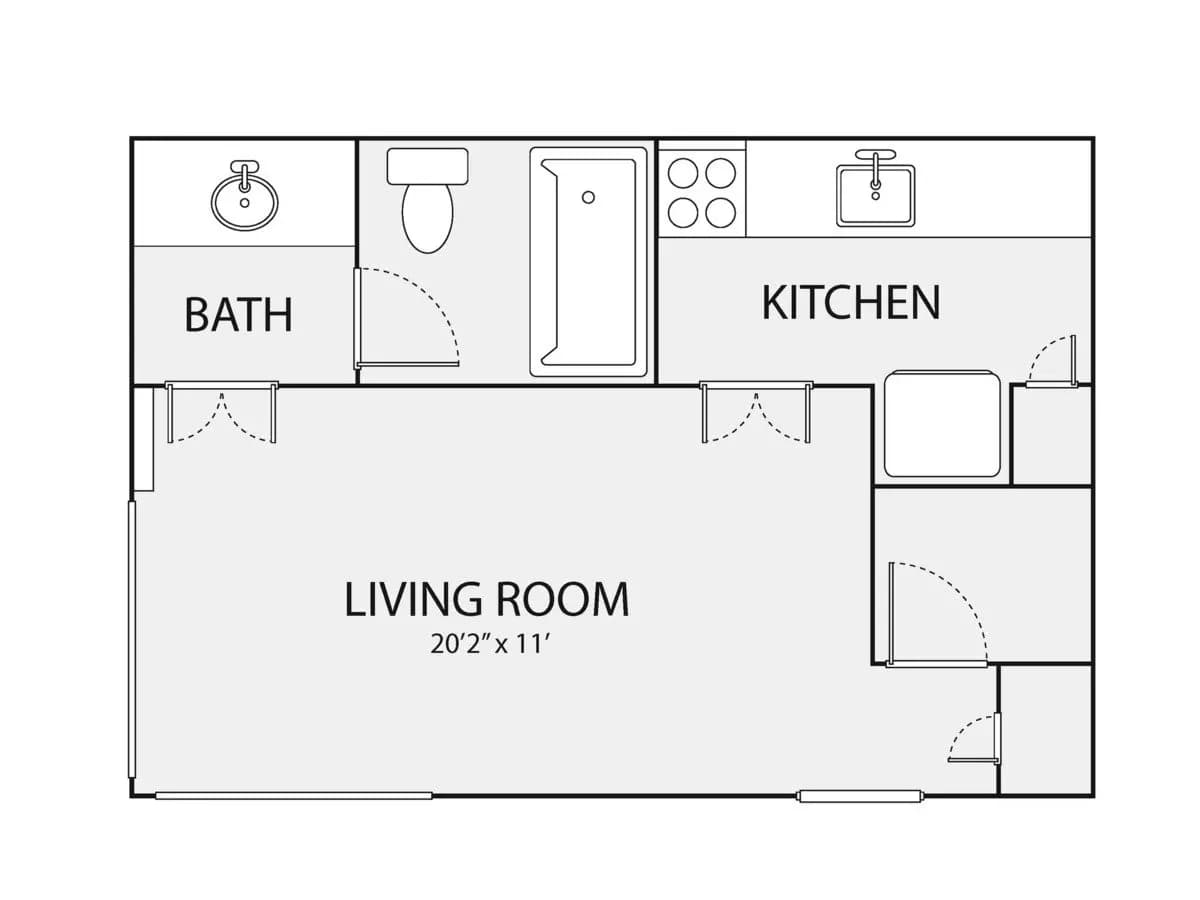 Studio • 1 Bath floor plan
