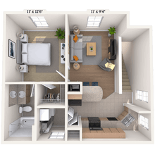 1 Bed • 1 Bath 024111 floor plan