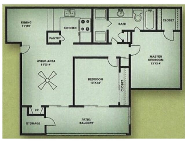 2 Beds • 2 Bath 0616 floor plan