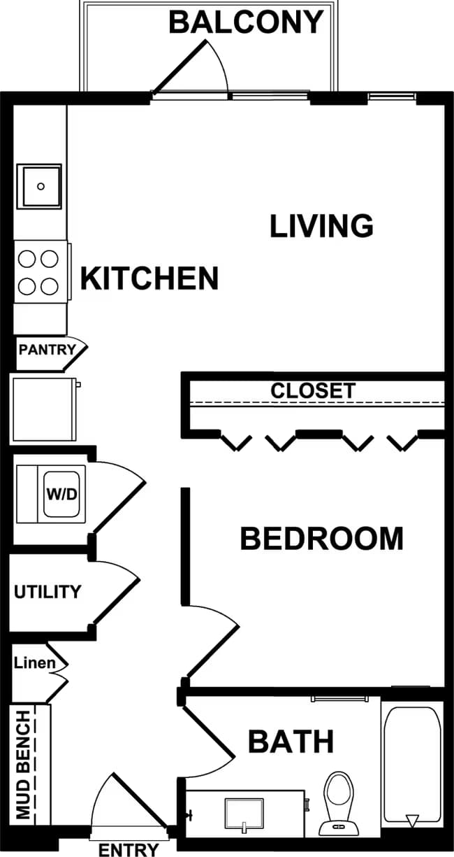 1 Bed • 1 Bath 2-2431 floor plan