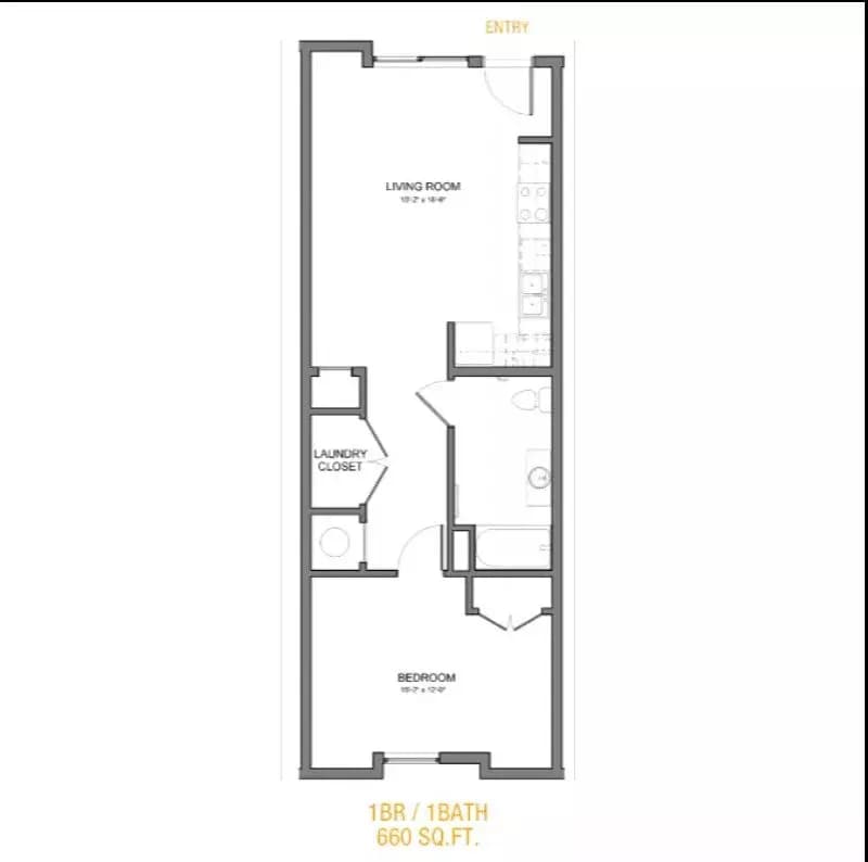 1 Bed • 1 Bath 207 floor plan