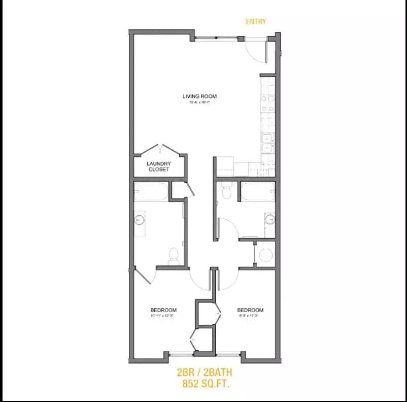 2 Beds • 2 Bath 206 floor plan