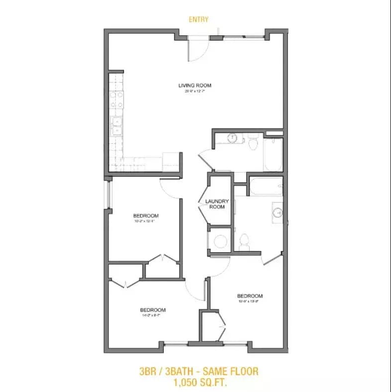 3 Beds • 2 Bath 402 floor plan