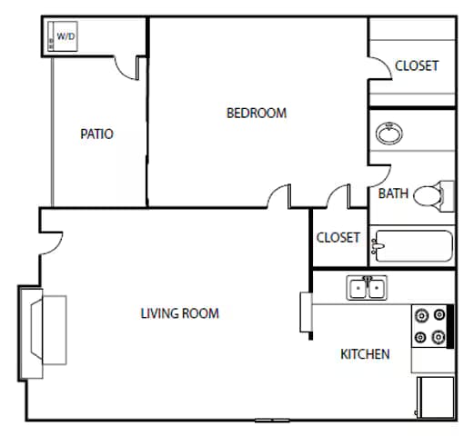 1 Bed • 1 Bath 19307 floor plan