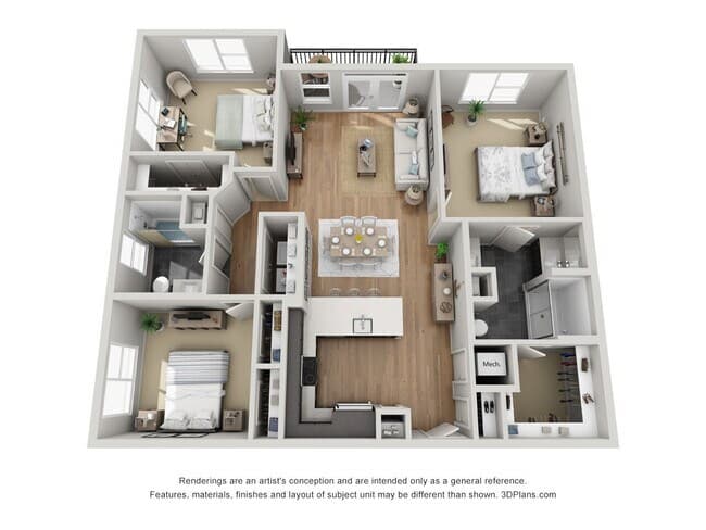 3 Beds • 1 Bath 1141 floor plan