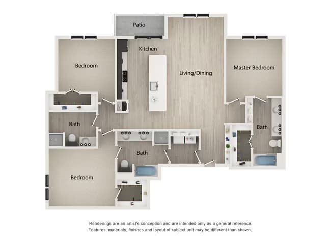 3 Beds • 3 Bath 01203 floor plan