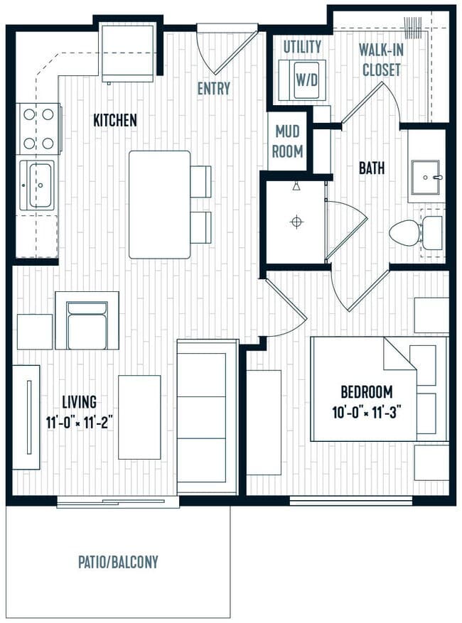 A One Bedroom 335 floor plan
