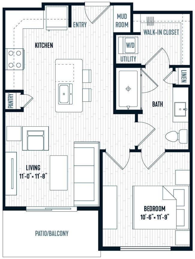 1 Bed • 1 Bath 322 floor plan