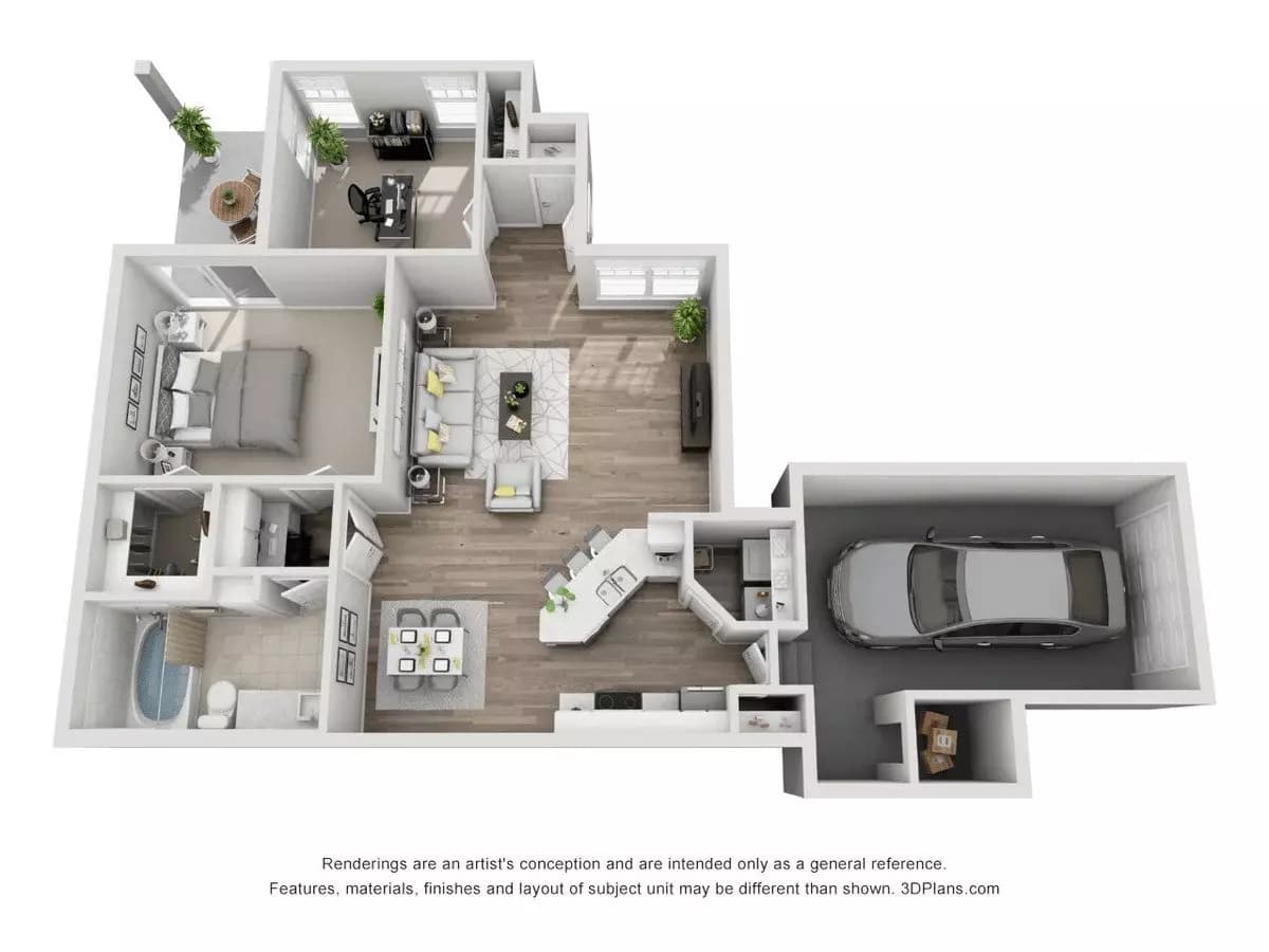 2 Beds • 1 Bath 1216 floor plan