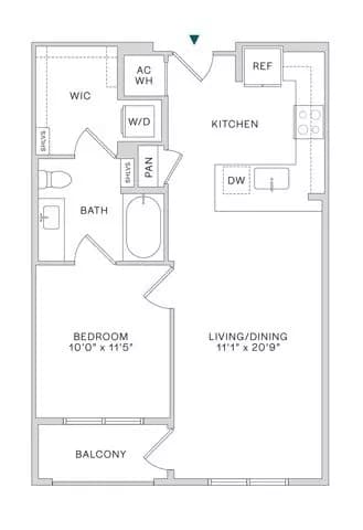 1 Bed • 1 Bath 1226 floor plan