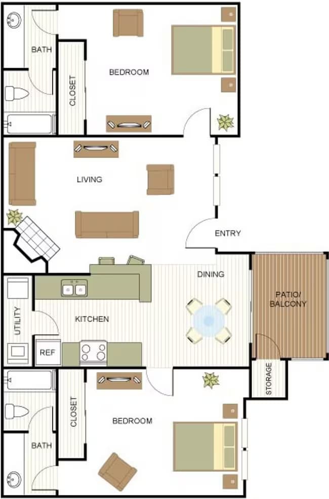 2 Beds • 2 Bath 2203 floor plan
