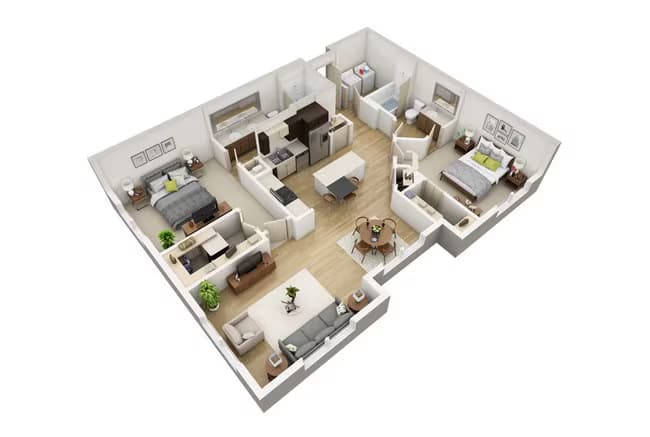 2 Beds • 2 Bath 3036 floor plan