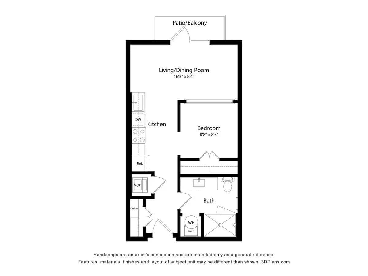 Studio • 1 Bath 227 floor plan