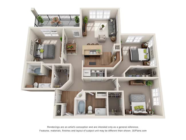 3 Beds • 2 Bath 12209 floor plan