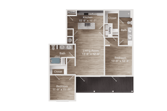 2 Beds • 2 Bath 9211 floor plan