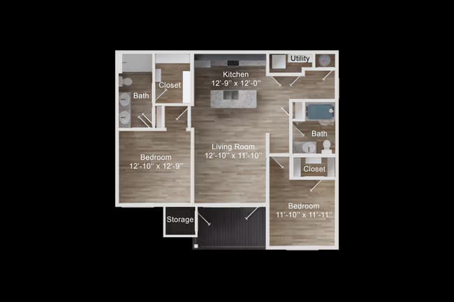 2 Beds • 2 Bath 2102 floor plan